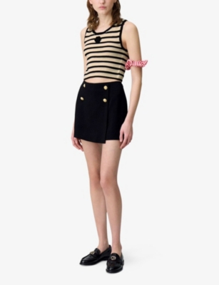 Claudie Pierlot Cotton Crochet Crop Top In Black