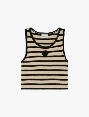 Claudie Pierlot Cotton Crochet Crop Top In Black