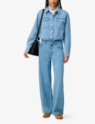 CLAUDIE PIERLOT: Patch-Pocket Long-Sleeve Denim Shirt
