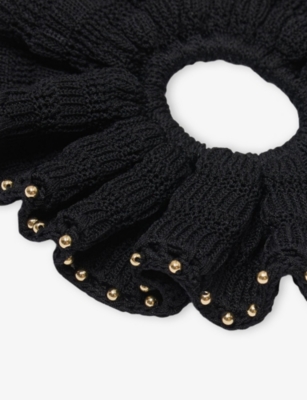 Sandro Womens  Bead-embellished Crochet-knit Scrunch