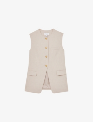 REISS WOMENS REISS ATHENA LONGLINE STRETCH-WOVEN WAISTCOAT