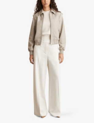 REISS: Jasmine Leather Bomber Jacket