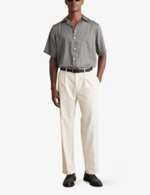 REISS: Barella Geometric-Pattern Woven Shirt