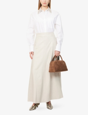 TWP: Kennedy A-Line Leather Maxi Skirt
