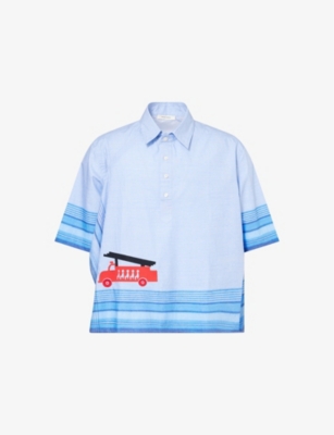 CRAIG GREEN: Handkerchief Short-Sleeve Cotton-Poplin Shirt