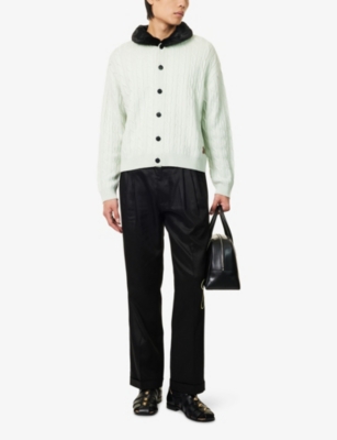 GOLF LE FLEUR: Faux-Fur-Collar Cable-Knit Wool-Blend Cardigan