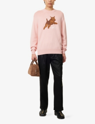 GOLF LE FLEUR: Jumping Dog Intarsia Wool Jumper