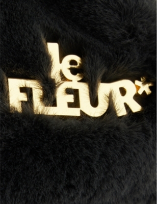 GOLF LE FLEUR MENS BLACK SCRIPT-HARDWARE FAUX FUR USHANKA HAT 