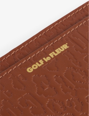Shop Golf Le Fleur Mens Brown Debossed Foiled-logo Leather Cardholder