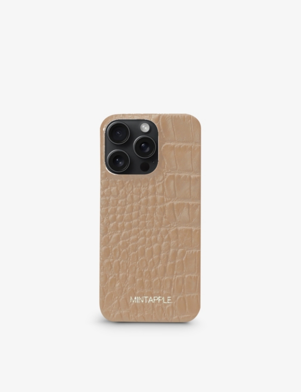 Alligator-grain iPhone 16 Pro leather phone case