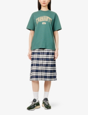 CARHARTT WIP: Tarbell Check-Print Cotton Knee-Length Skirt