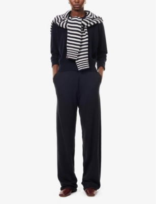 Extreme Cashmere Womens Navy N°353 Relaxed-fit Brushed Cashmere Knitted Trousers In Navy
