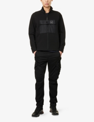 CP COMPANY: Logo-Print Zip-Sleeve Stretch-Cotton Jacket