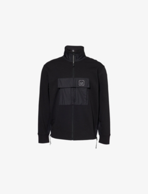 CP COMPANY: Logo-Print Zip-Sleeve Stretch-Cotton Jacket