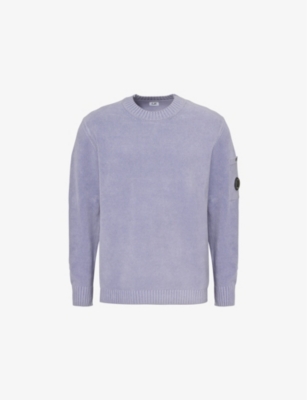 C.P. COMPANY MENS LAVANDER VIOLET CHENILLE CREWNECK COTTON JUMPER