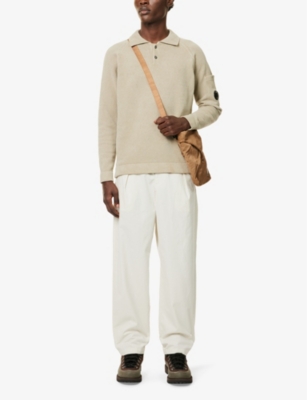 CP COMPANY: Chenille Knitted Cotton Polo-Shirt