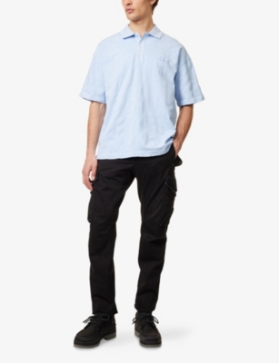 CP COMPANY: Jacquard-Knit Logo-Embroidered Cotton Polo Shirt