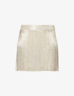 Twp Minnie Beaded Silk Mini Skirt In Ivory