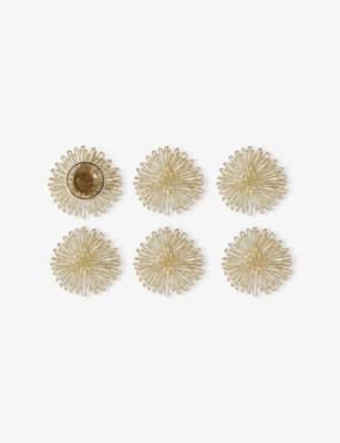 Chilewich Gilded Bloom Pressed-vinyl Coasters Set Of Six