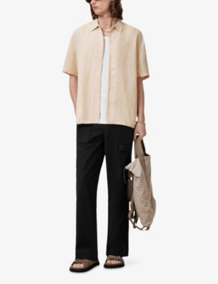 ALLSAINTS: Bandol Relaxed-Fit Short-Sleeve Linen-Blend Shirt