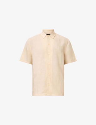 ALLSAINTS: Bandol Relaxed-Fit Short-Sleeve Linen-Blend Shirt