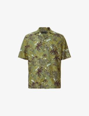 ALLSAINTS: Liner Palm-Print Woven Shirt