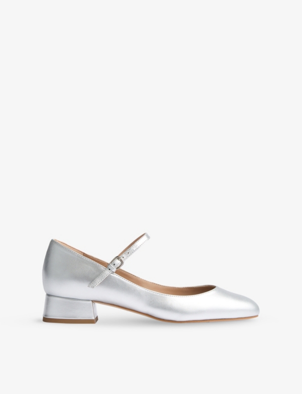 Beatrix Low-Block Leather Mary Jane Shoes