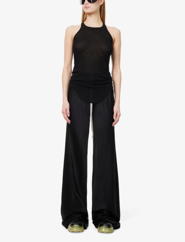 Basic Raw-Hem Sheer Ribbed Jersey Tank Top