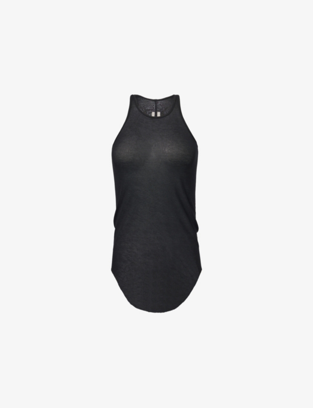 Basic Raw-Hem Sheer Ribbed Jersey Tank Top