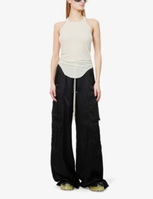 Rick Owens Womens Dinge Basic Raw-hem Sheer Ribbed Jersey Tank Top In Dinge