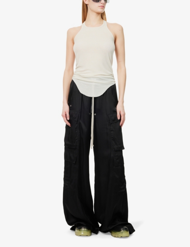 Basic Raw-Hem Sheer Ribbed Jersey Tank Top
