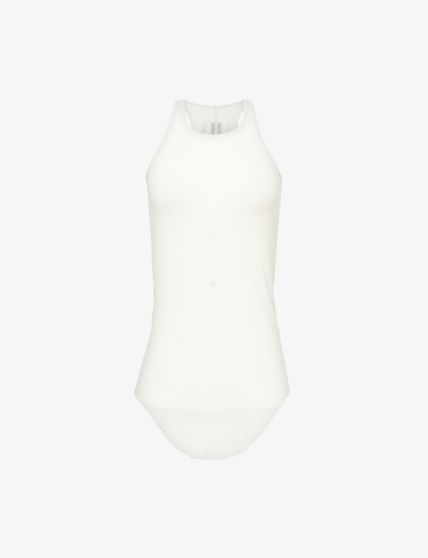 Basic Raw-Hem Sheer Ribbed Jersey Tank Top