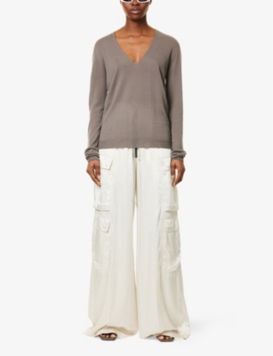 RICK OWENS: V-Neck Fine-Knit Wool Jumper