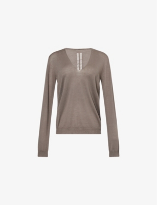 RICK OWENS: V-Neck Fine-Knit Wool Jumper