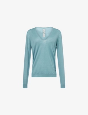 RICK OWENS: V-Neck Fine-Knit Wool Jumper