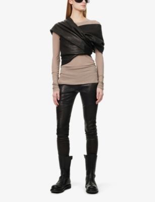 Rick Owens Womens  Hollywood High-rise Leather-blend Leggings In Black