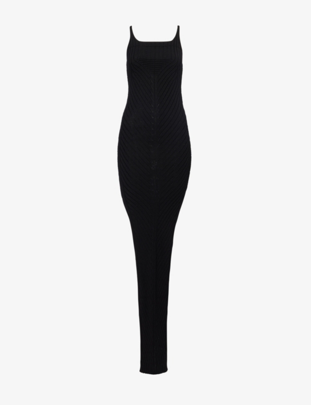 Ribbed Split-Hem Knitted Maxi Dress