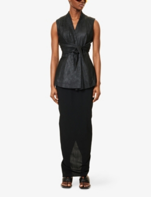 RICK OWENS: Pillar Wrap Wool Maxi Skirt