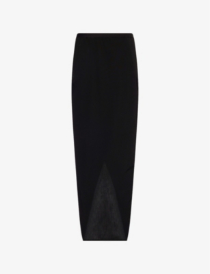 RICK OWENS: Pillar Wrap Wool Maxi Skirt