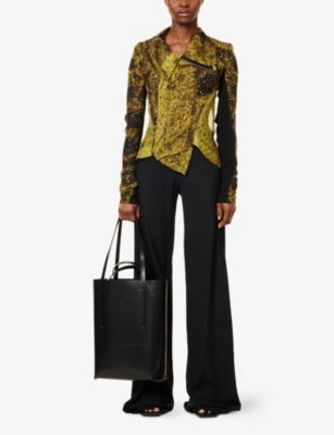 RICK OWENS: Naska Funnel-Neck Leather Biker Jacket