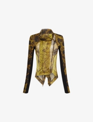 RICK OWENS: Naska Funnel-Neck Leather Biker Jacket