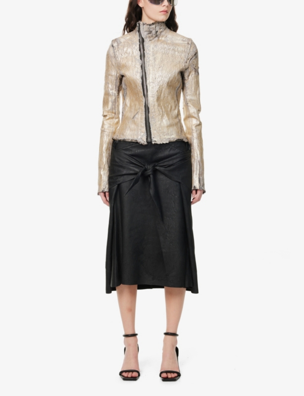 Strutter Panels Leather Midi Skirt