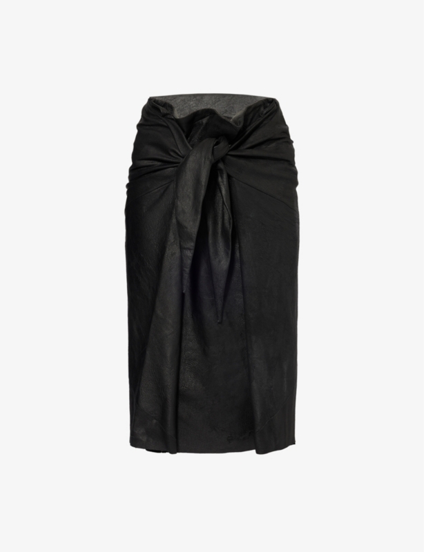 Strutter Panels Leather Midi Skirt