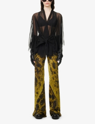 RICK OWENS WOMENS RICK OWENS HALF MOON SHEER RELAXED-FIT SILK-JACKET