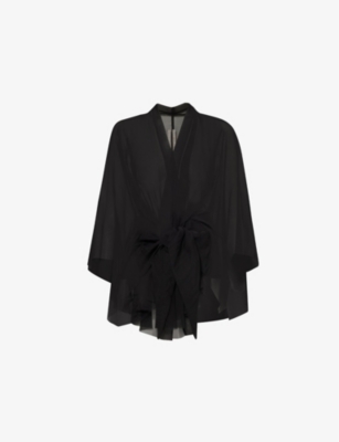 RICK OWENS WOMENS BLACK HALF MOON SHEER RELAXED-FIT SILK-JACKET