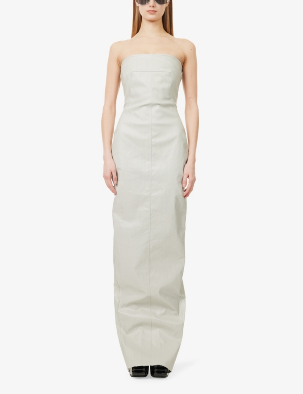 Bandeau Bustier Denim-Blend Maxi Dress