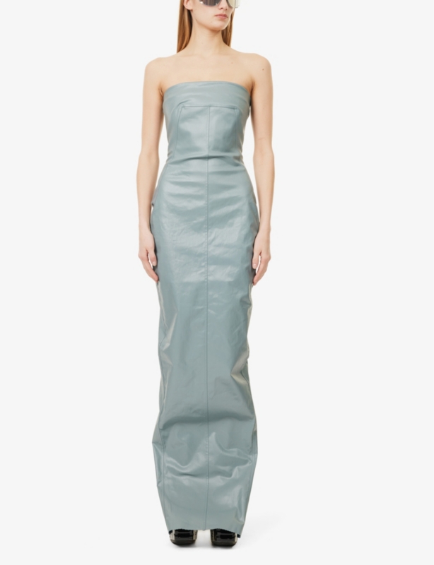 Bandeau Bustier Denim-Blend Maxi Dress