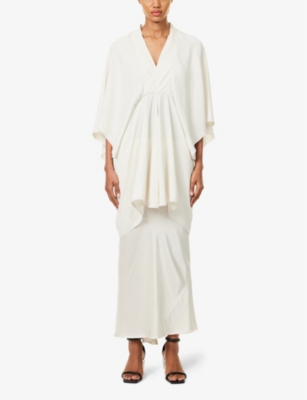 RICK OWENS: Half Moon V-Neck Woven-Blend Mini Dress
