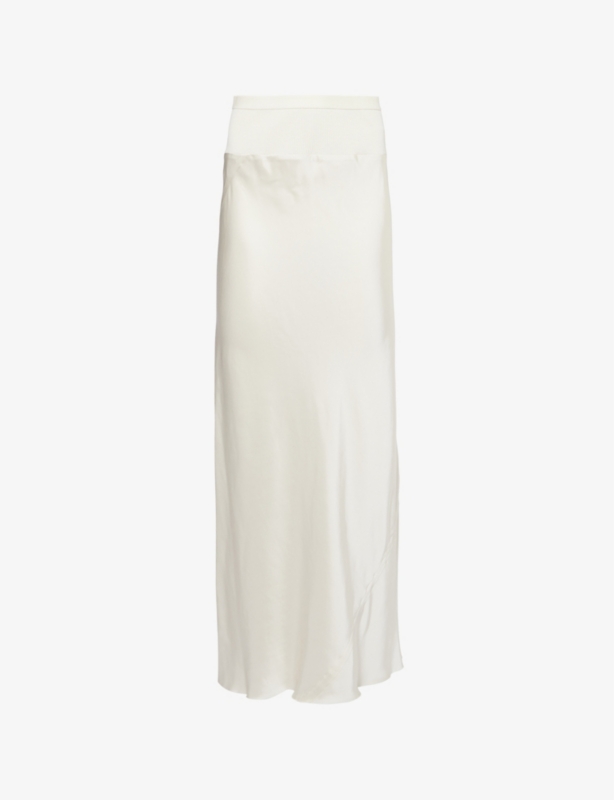 Calf Bias-Cut Satin Midi Skirt