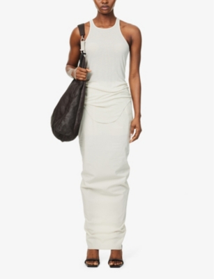 Rick Owens Womens Slip-pocket Back-slit Cotton Maxi Skirt Dinge In Dinge